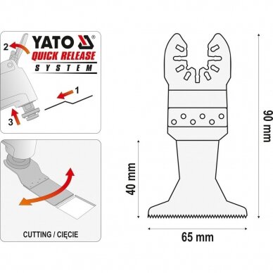 Pjūkliukas multifunkciniams įrankiams, metalui ir medienai BIM-TIN 90mm  65mm YATO YT-34713 3