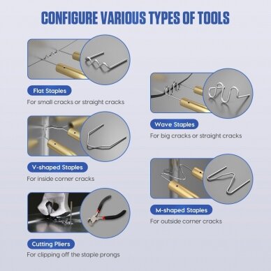 Plastiko remonto prietaisas +600vnt kabių komplekte, Essen Tools HS80W 8