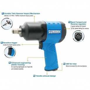 Pneumatinis smūginis veržliasukis 1/2" 1152 Nm