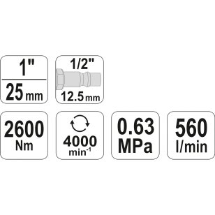 Pneumatinis veržliasukis 1", 2600 Nm YATO