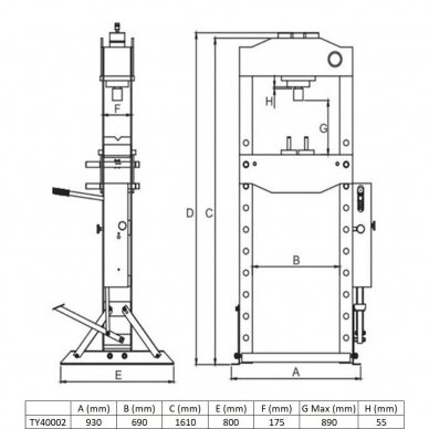 Pneumatinis - hidraulinis presas 40T su manometru 1