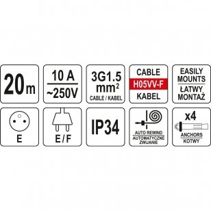 Prailginimo kabelis su automatine rite 20 m + 1 m