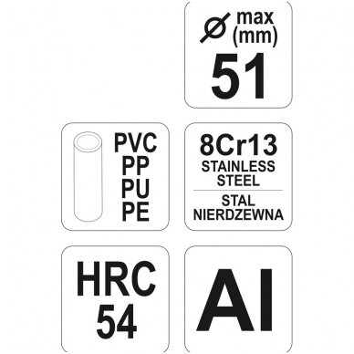 PVC vamzdžių pjoviklis max. 51mm YATO 3