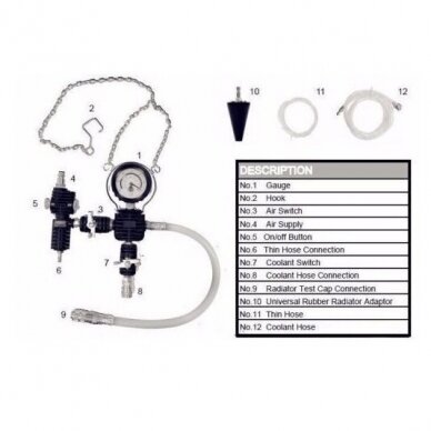 Radiatoriaus slėgio ir aušinimo sistemos testeris 28 vnt. 5