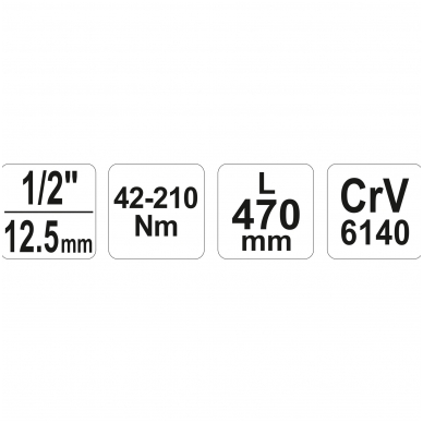 Raktas dinamometrinis 1/2" 42-210 Nm. 6