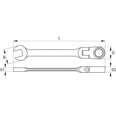 Raktas su terkšle vartoma galvute 19 mm 1