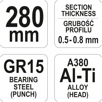 Replės profilių sujungimams / skylėms 280 mm 3