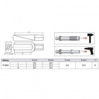 Vairo traukių nuėmėjų komplektas 5 dalių (naudojami su oriniu plaktuku) YATO YT-0616 4