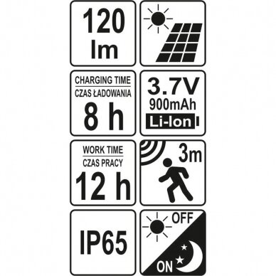 Saulės baterijos lempa su judesio jutikliu 16 SMD LED 4