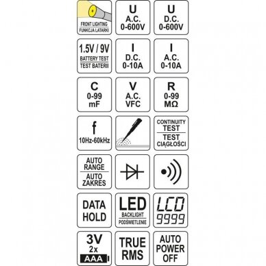 Skaitmeninis daugiafunkcinis testeris YATO YT-73094 4