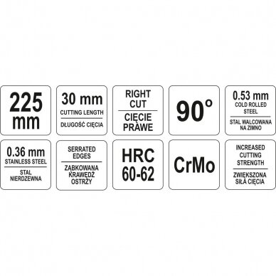 Skardos žirklės kampinės 90° dešininės 225mm YATO YT-1914 2