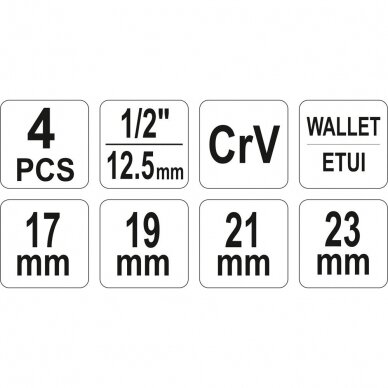 Slankiojantis kryžminis raktas sudedamas 17x19x21x23mm galvutėmis YATO YT-08035 6