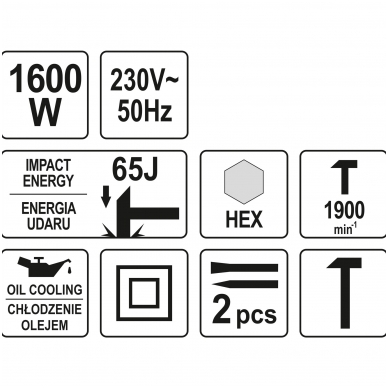 Smūginis griovimo plaktukas 65J 1600W YATO 5