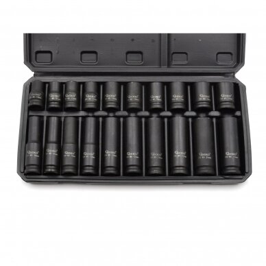 Smūginių galvučių rinkinys 10-19mm (ilgos+trumpos) 1/2" 20vnt. 2