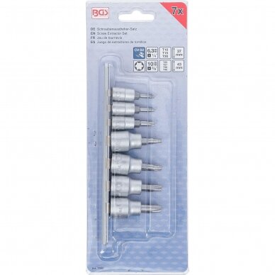 Sraigtiniai ištraukikliai 6,3 mm (1/4") / 10 mm (3/8") T-Star (Torx) T10 - T40 7 vnt. 2