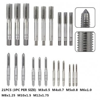 Sriegiklių ir sriegpjovių rinkinys M3-M12  32 vnt. 4