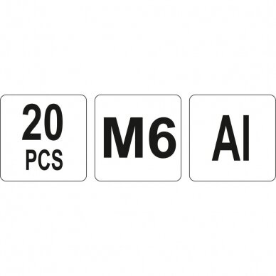 Srieginės kniedės aliuminės M6, 20vnt. Yato 3