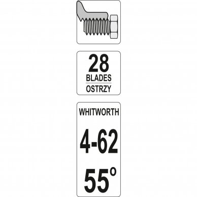 Sriegio matuoklis colinis 4-62, 28 lapelių YATO YT-29982 2