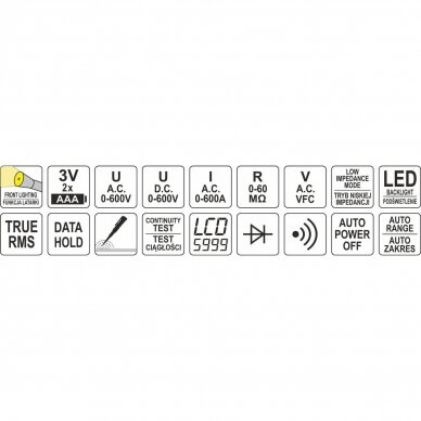 Srovės matuoklis - srovės matavimo replės YATO YT-73092 3