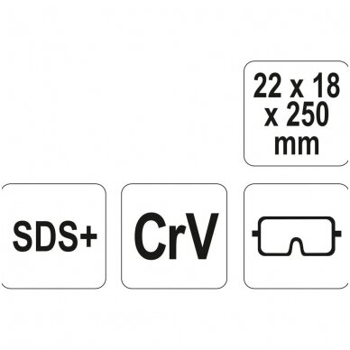 Štrauberis, kaltas betonui SDS+ 22x18x250mm YATO 2