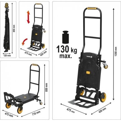 Sulankstomas transportavimo vežimėlis, 2 viename 130kg Vorel 78663 4