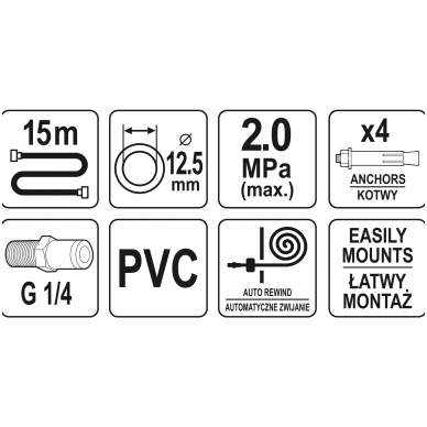 Suspausto oro žarna su automatine rite 12.5mm x 15m YATO 2