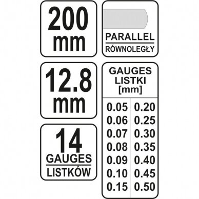 Tarpumačiai pailginti 14 lapelių 0,05-0,5 mm 200 mm 2