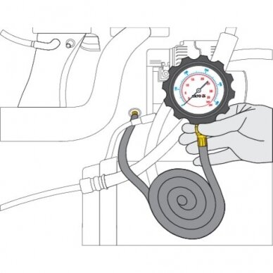 Tepalo slėgio matuoklis su ilga žarna ir adapteriais 12vnt. YATO YT-73031 2