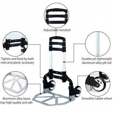 Transportavimo vežimėlis aliuminis, sudedamas 70kg Essen Tools RA-60A 6