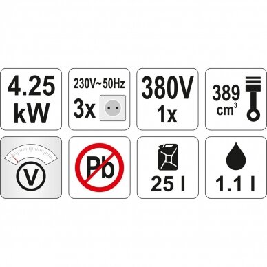 Trifazis elektros generatorius 5.5KW 230V/380V Yato YT-85460 1