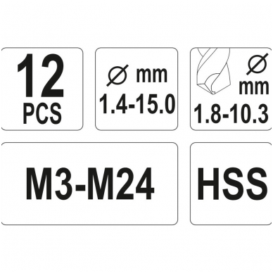 Užlūžusių varžtų išsukėjai su grąžtais  M3-M24  12vnt. 4