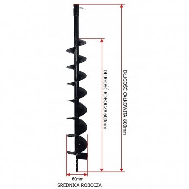 Žemės grąžtas 6cm/80cm benzininiams grąžtams Marpol M83129 2