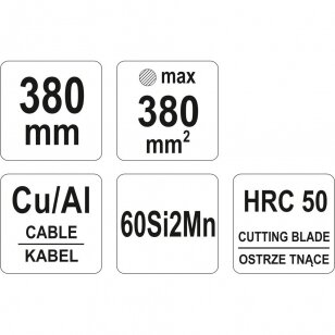 Žirklės kabeliui su terlšle 380mm² / -330