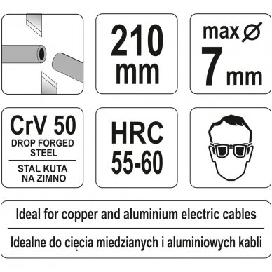 Žirklės kabeliui 210mm YATO 2