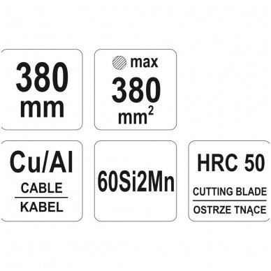 Žirklės kabeliui su terlšle 380mm² / -330 1